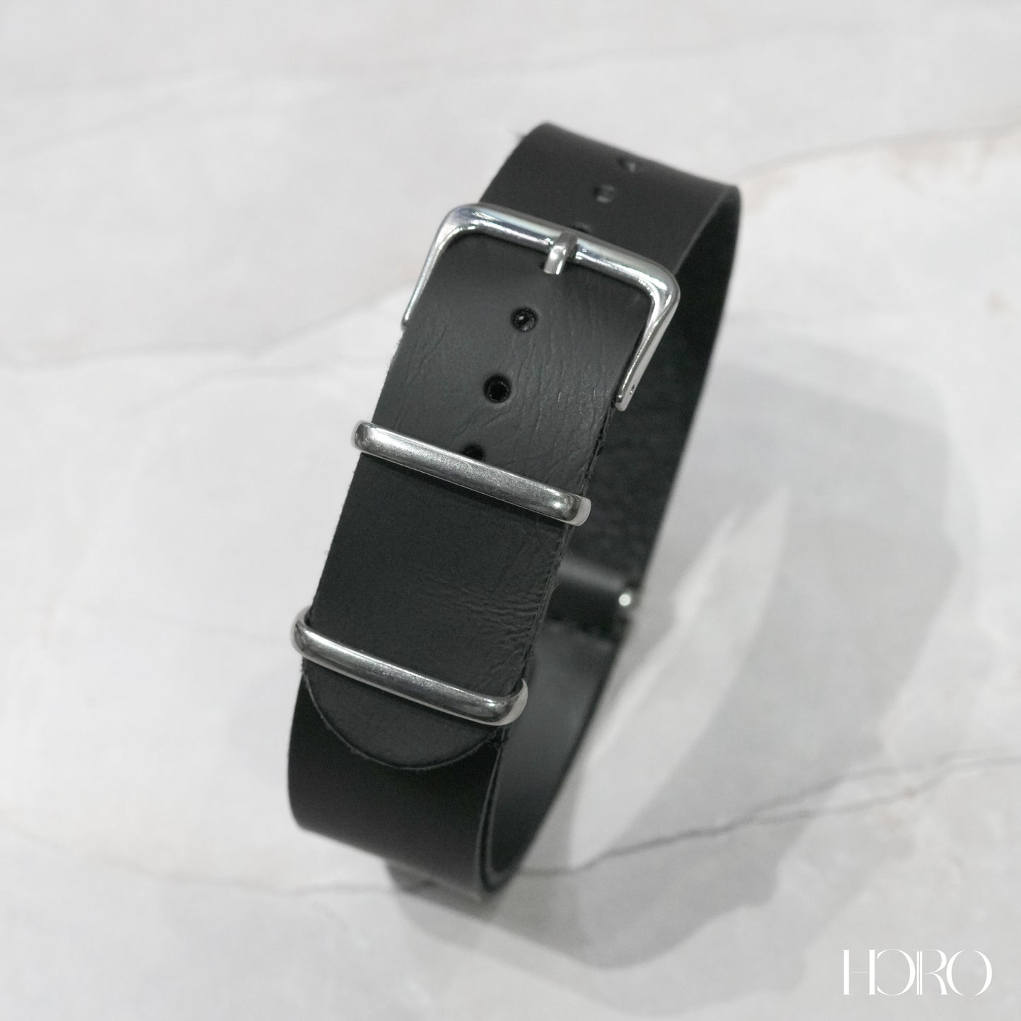 297 - Leather NATO Strap Black