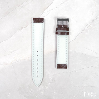 59X - Calf/silicone rubber strap White Brown