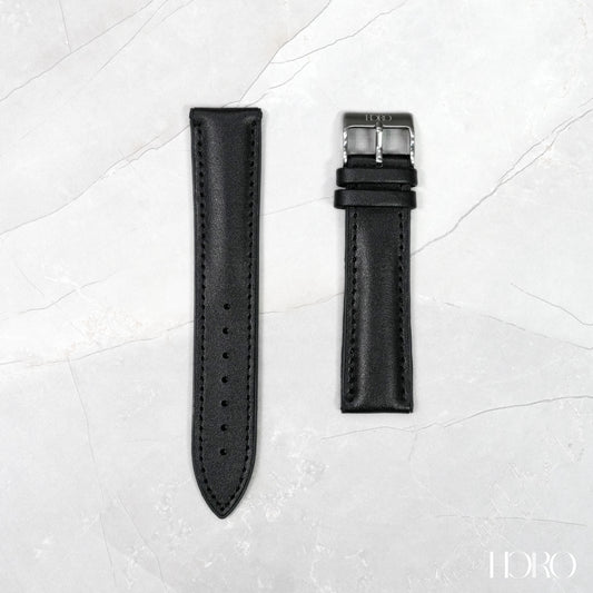 1A - Calf/silicone rubber strap Black