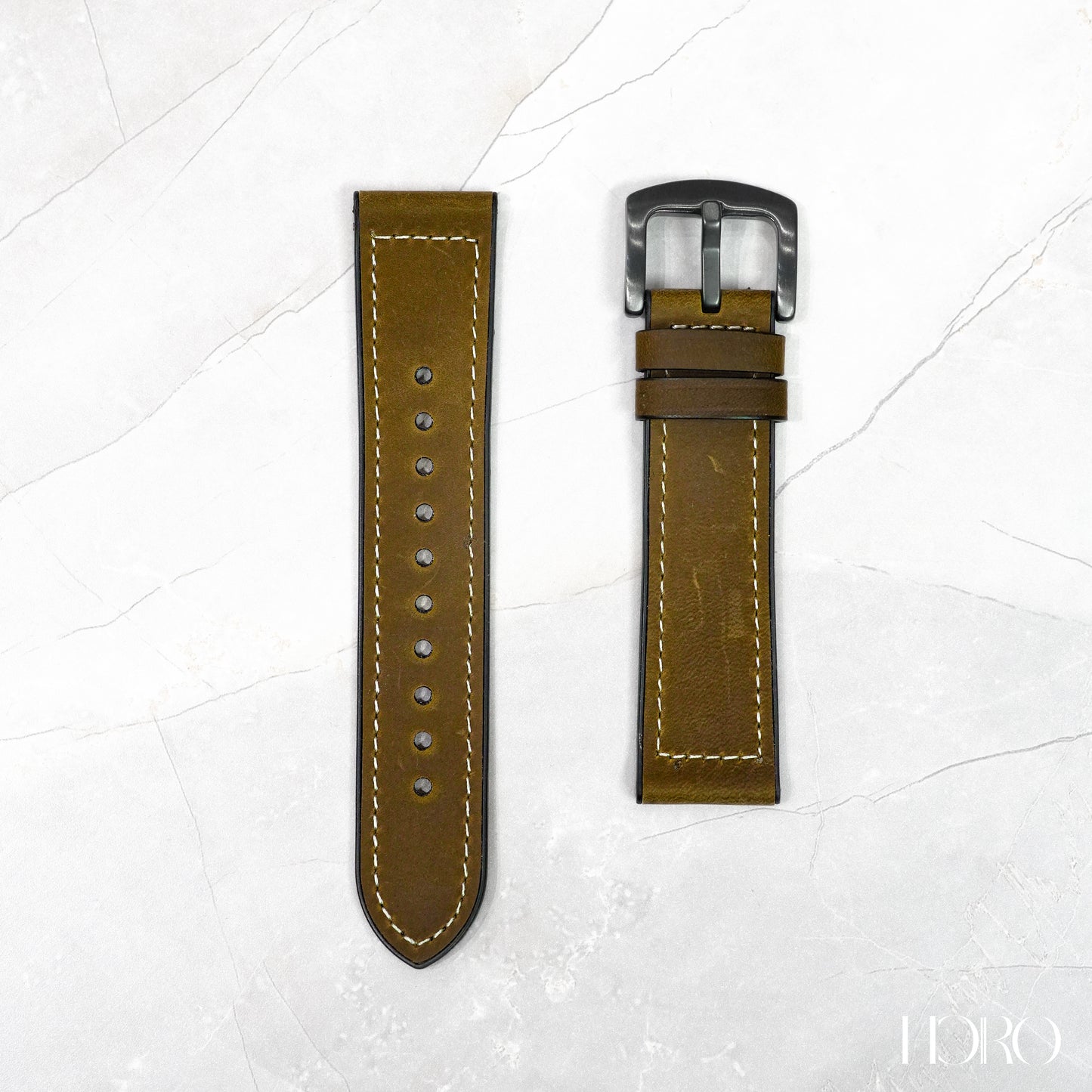 50R - Calf leather/Silicone rubber strap Dark Brown