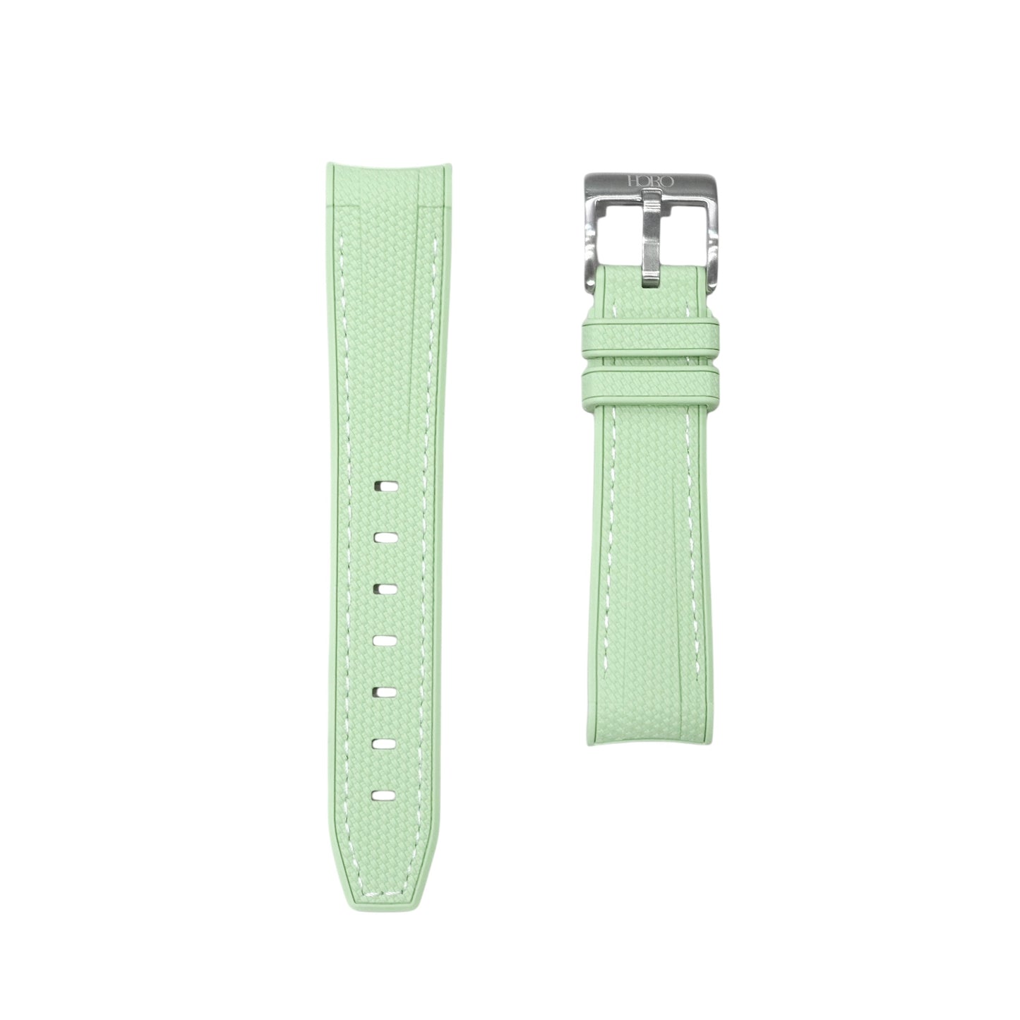 61M - Rubber strap Lime Green with white stitching