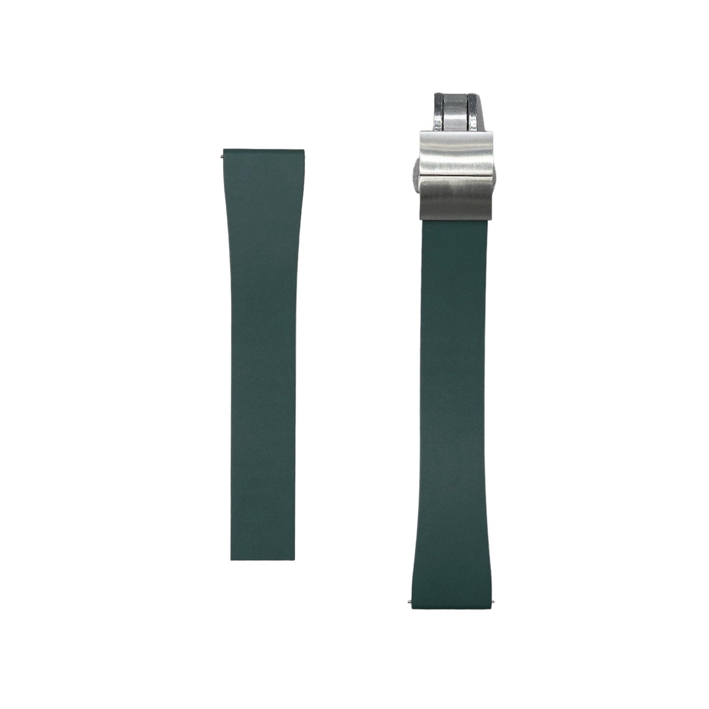 610 - Forest Green Adjustable FKM Rubber strap with clasps