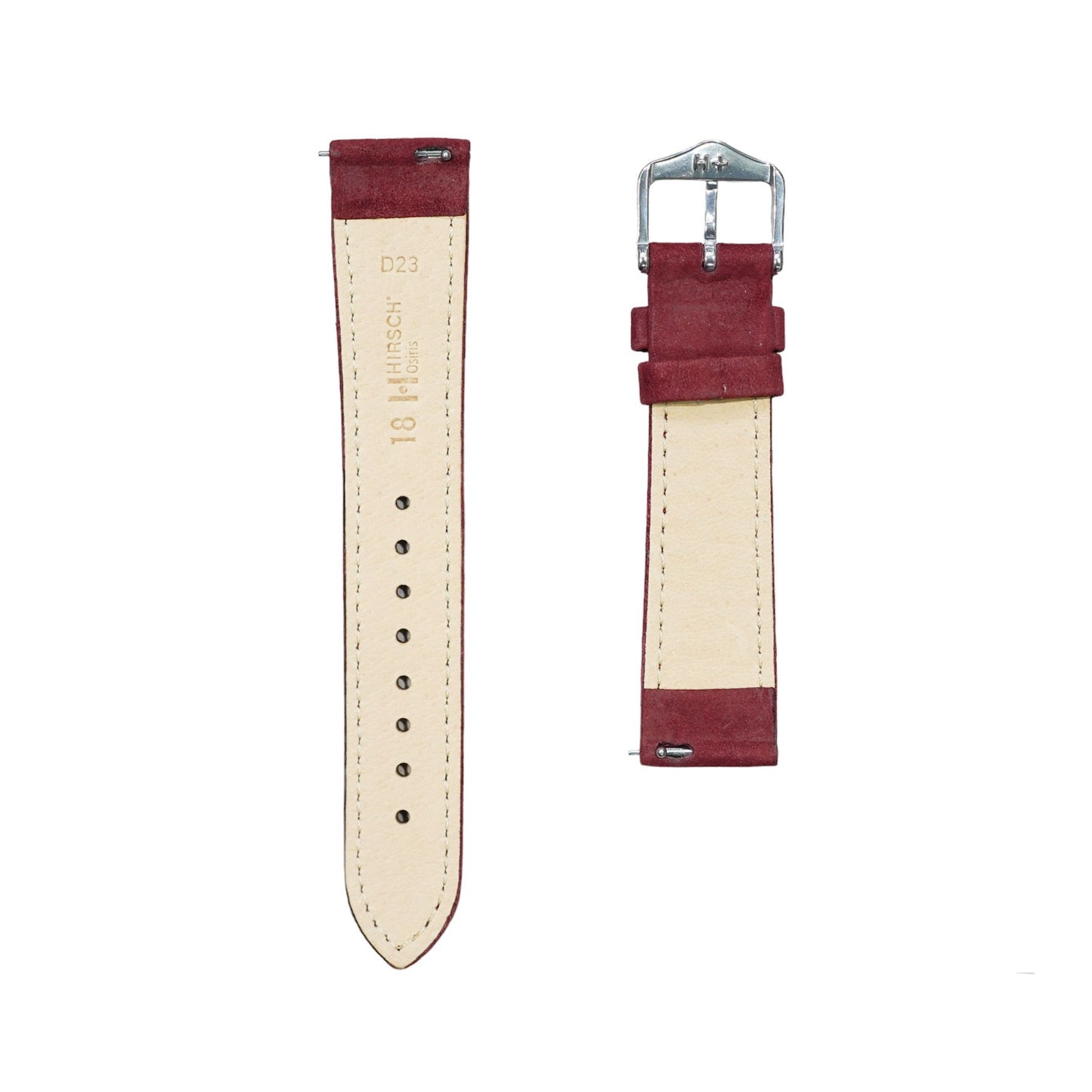 Hirsch OSIRIS Calf Leather with Nubuck Effect Watch Strap in Burgundy