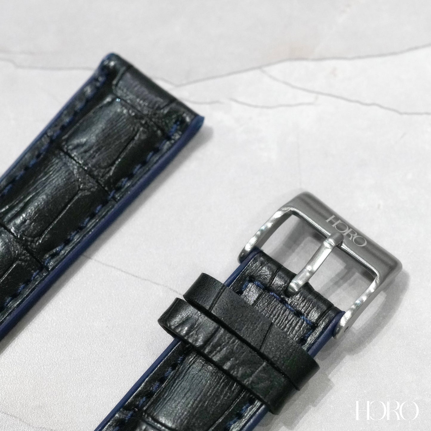 59X - Calf/silicone rubber strap Blue/Black