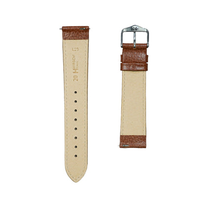 Hirsch KANSAS Buffalo Embossed Calf Leather Watch Strap in Gold Brown