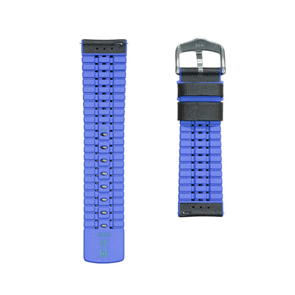 Hirsch ROBBY Sailcloth Effect Performance Watch Strap in BLACK / BLUE