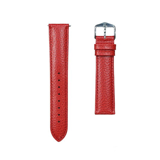 Hirsch KANSAS Buffalo Embossed Calf Leather Watch Strap in Red