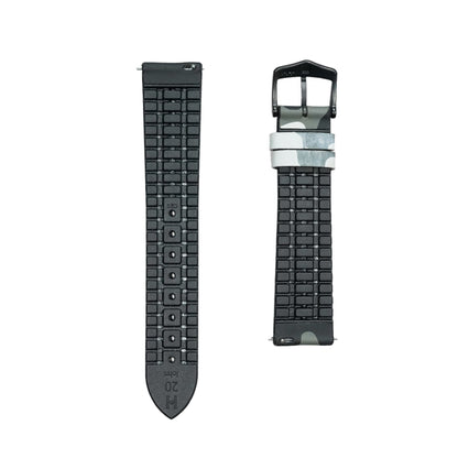 Hirsch JOHN Natural Rubber Performance Watch Strap in GREY CAMOUFLAGE