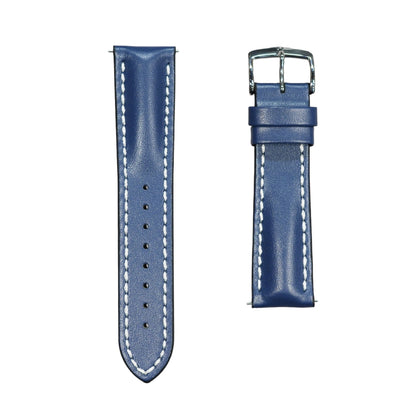 Hirsch HEAVY CALF Water-Resistant Calf Leather Watch Strap in BLUE