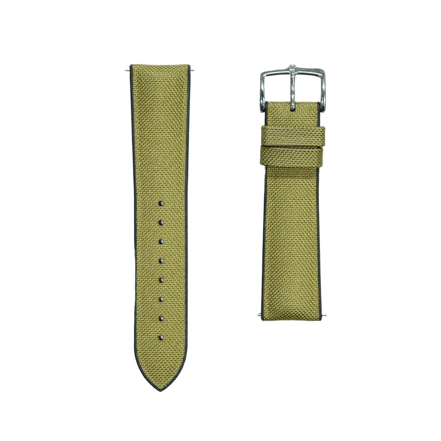 Hirsch ARNE Animal-Free Sailcloth Effect Performance Watch Strap - BLACK and GREEN