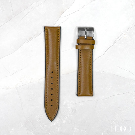 1A - Calf/silicone rubber strap Honey Brown