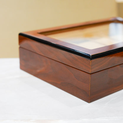 Brown Lacquered Wooden case for 10 watches