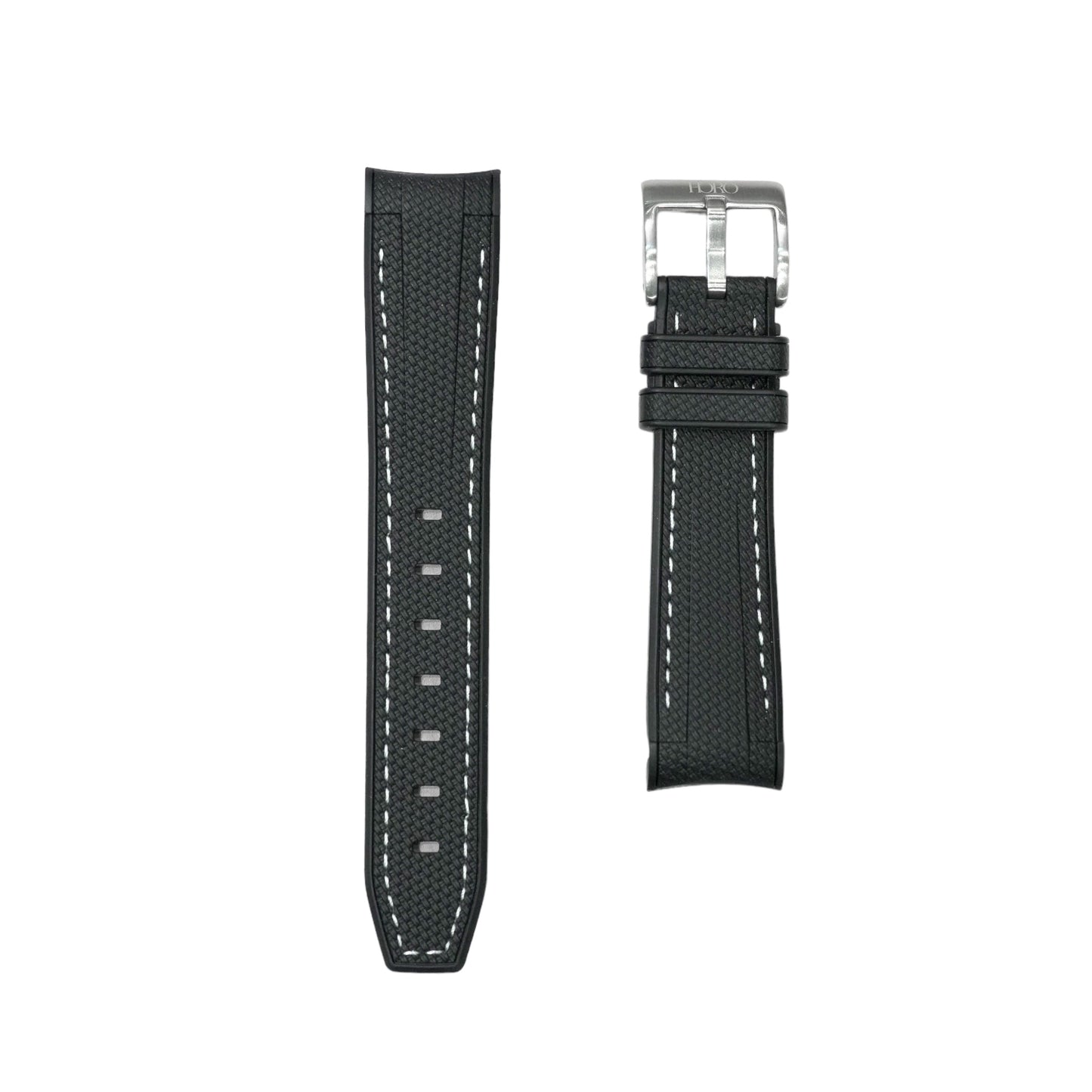 61M - Rubber strap black with white stitching