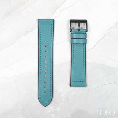 50R - Calf leather/Silicone rubber strap Green blue