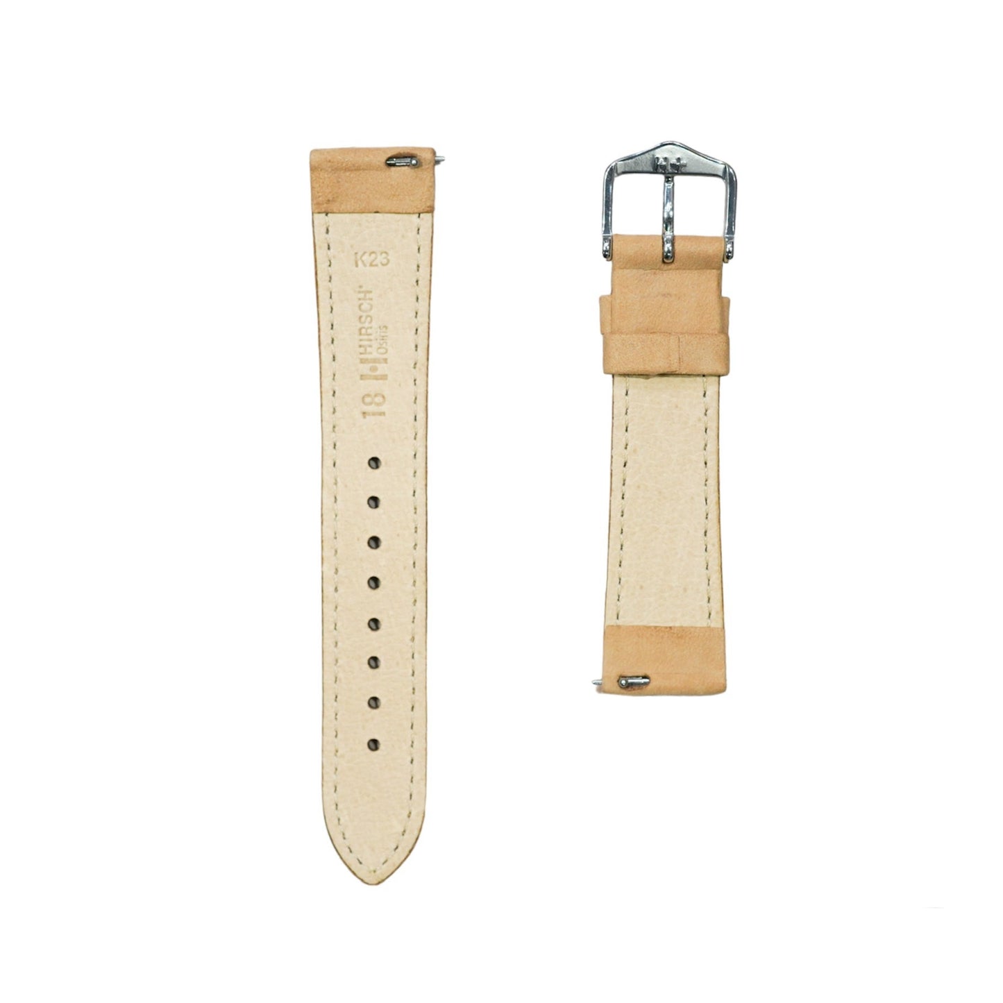 Hirsch OSIRIS Calf Leather with Nubuck Effect Watch Strap in Beige