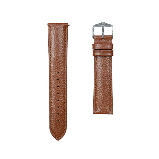 Hirsch KANSAS Buffalo Embossed Calf Leather Watch Strap in Gold Brown