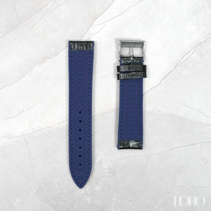 59X - Calf/silicone rubber strap Blue/Black