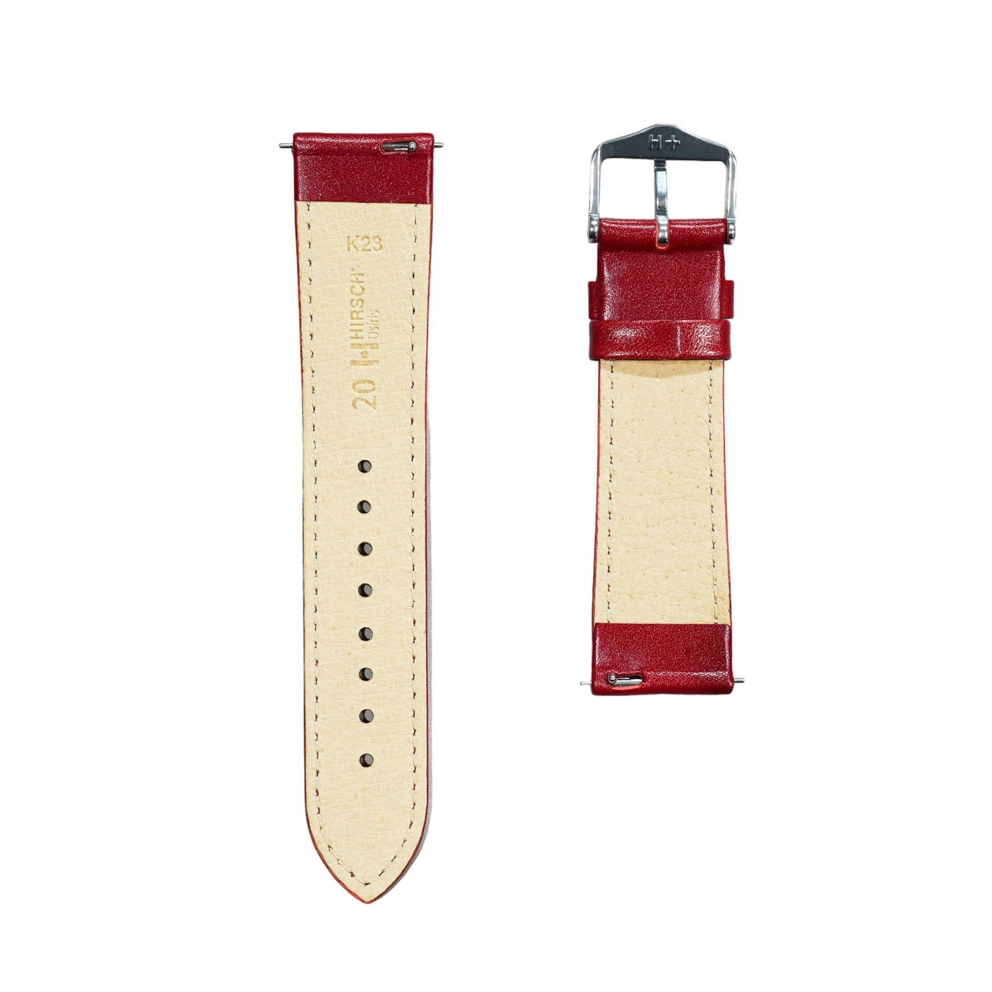 Hirsch OSIRIS Quick-Release Calf Leather Watch Strap in Red