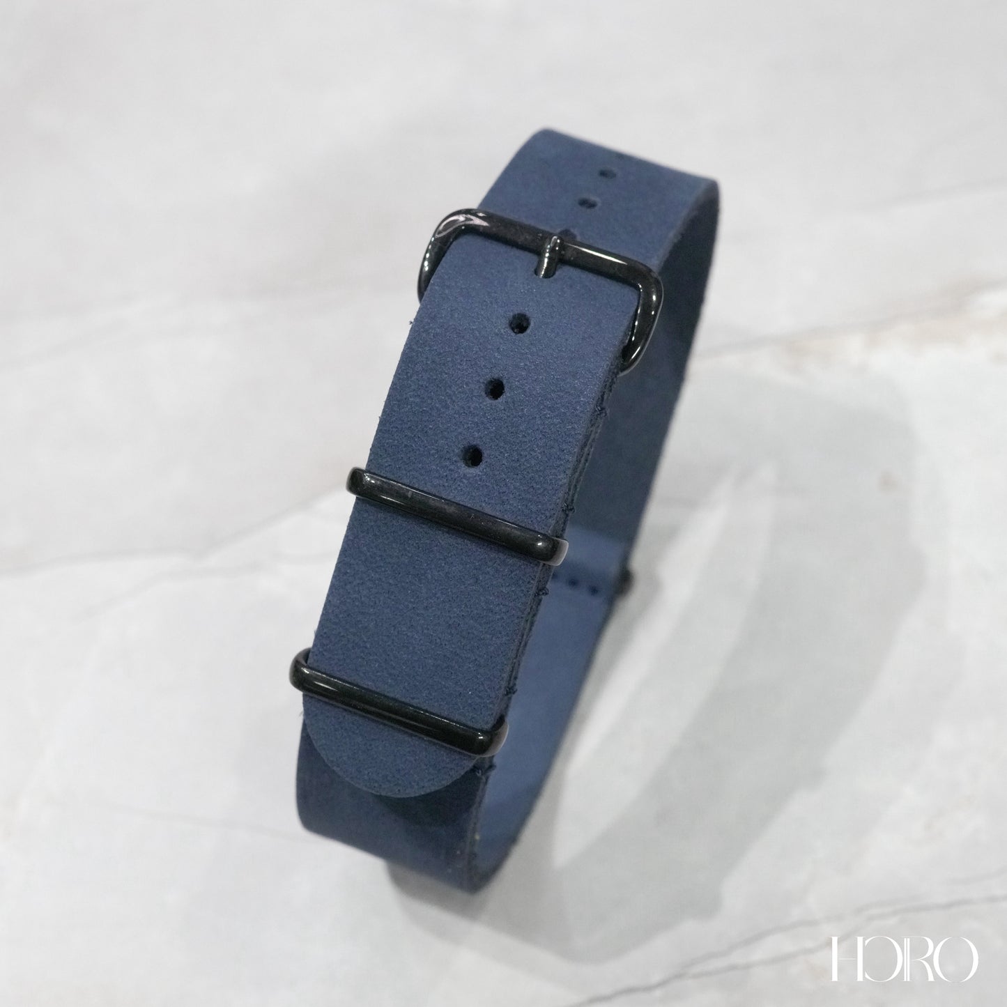 297 - Leather NATO Strap Navy blue