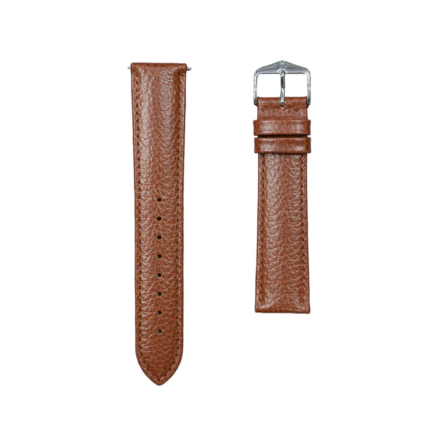 Hirsch KANSAS Buffalo Embossed Calf Leather Watch Strap in Golden Brown