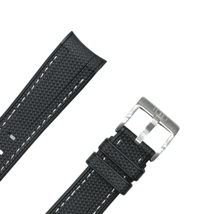 61M - Rubber strap black with white stitching