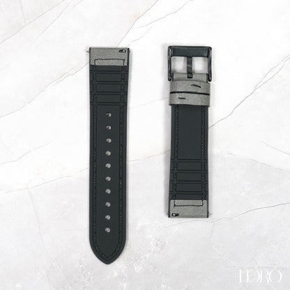 50R - Calf leather/Silicone rubber strap Grey