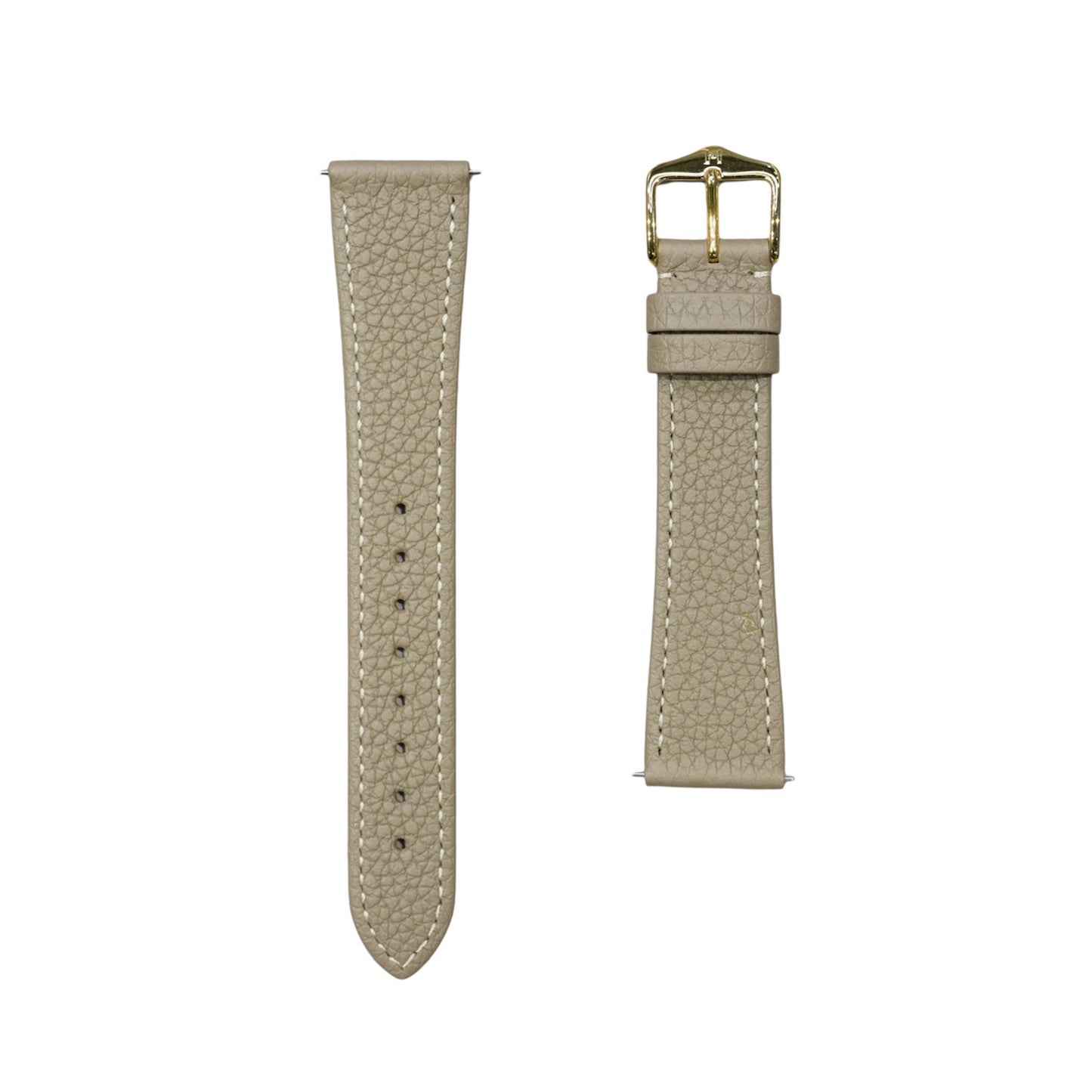 Hirsch BOLOGNA Quick-Release French-Style Textured Leather Watch Strap in Grey