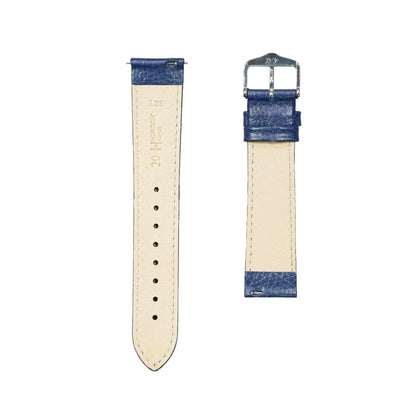 Hirsch KANSAS Buffalo Embossed Calf Leather Watch Strap in Blue