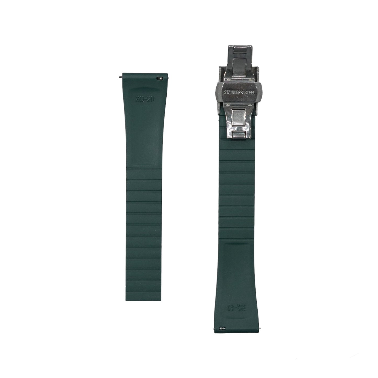 610 - Forest Green Adjustable FKM Rubber strap with clasps