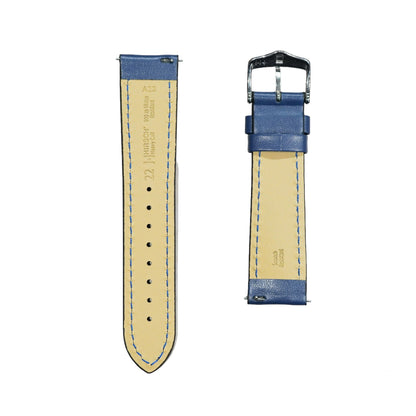 Hirsch HEAVY CALF Water-Resistant Calf Leather Watch Strap in BLUE