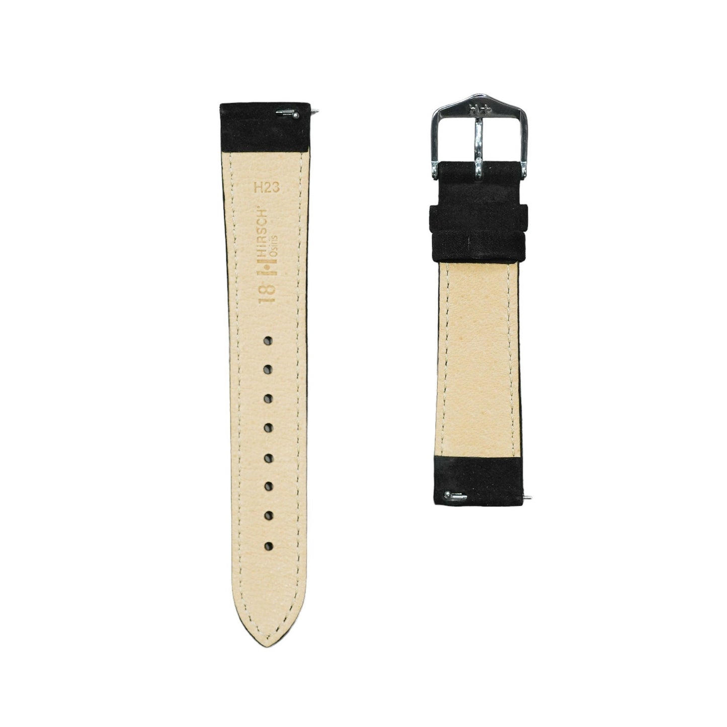 Hirsch OSIRIS Calf Leather with Nubuck Effect Watch Strap in Black