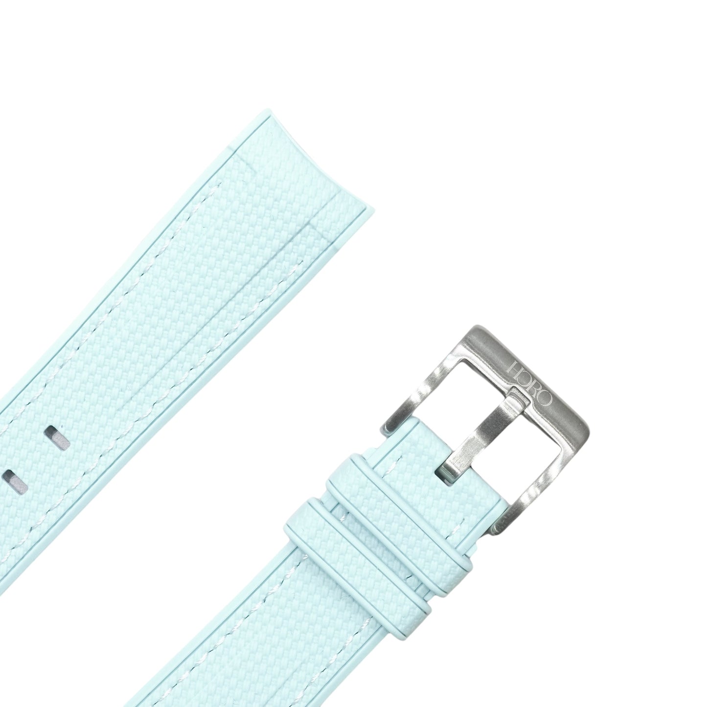 61M - Rubber strap ice blue with white stitching