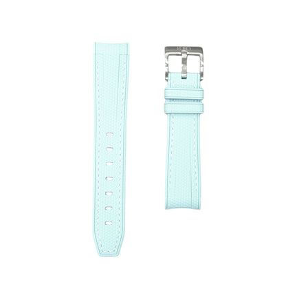 61M - Rubber strap ice blue with white stitching