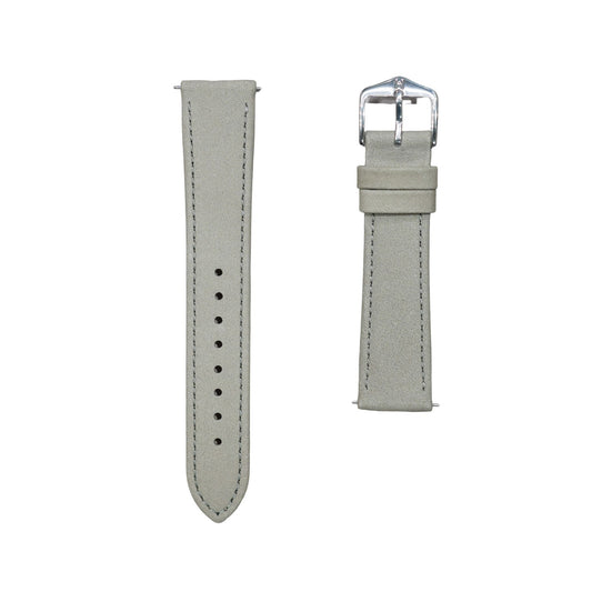 Hirsch OSIRIS Calf Leather with Nubuck Effect Watch Strap in Light Grey