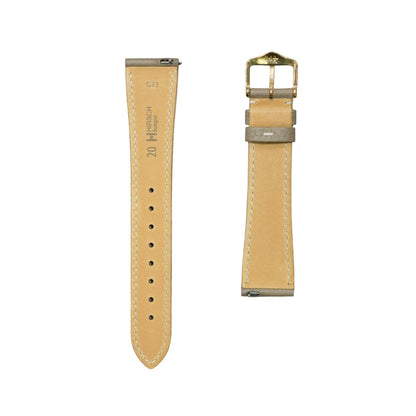 Hirsch BOLOGNA Quick-Release French-Style Textured Leather Watch Strap in Grey