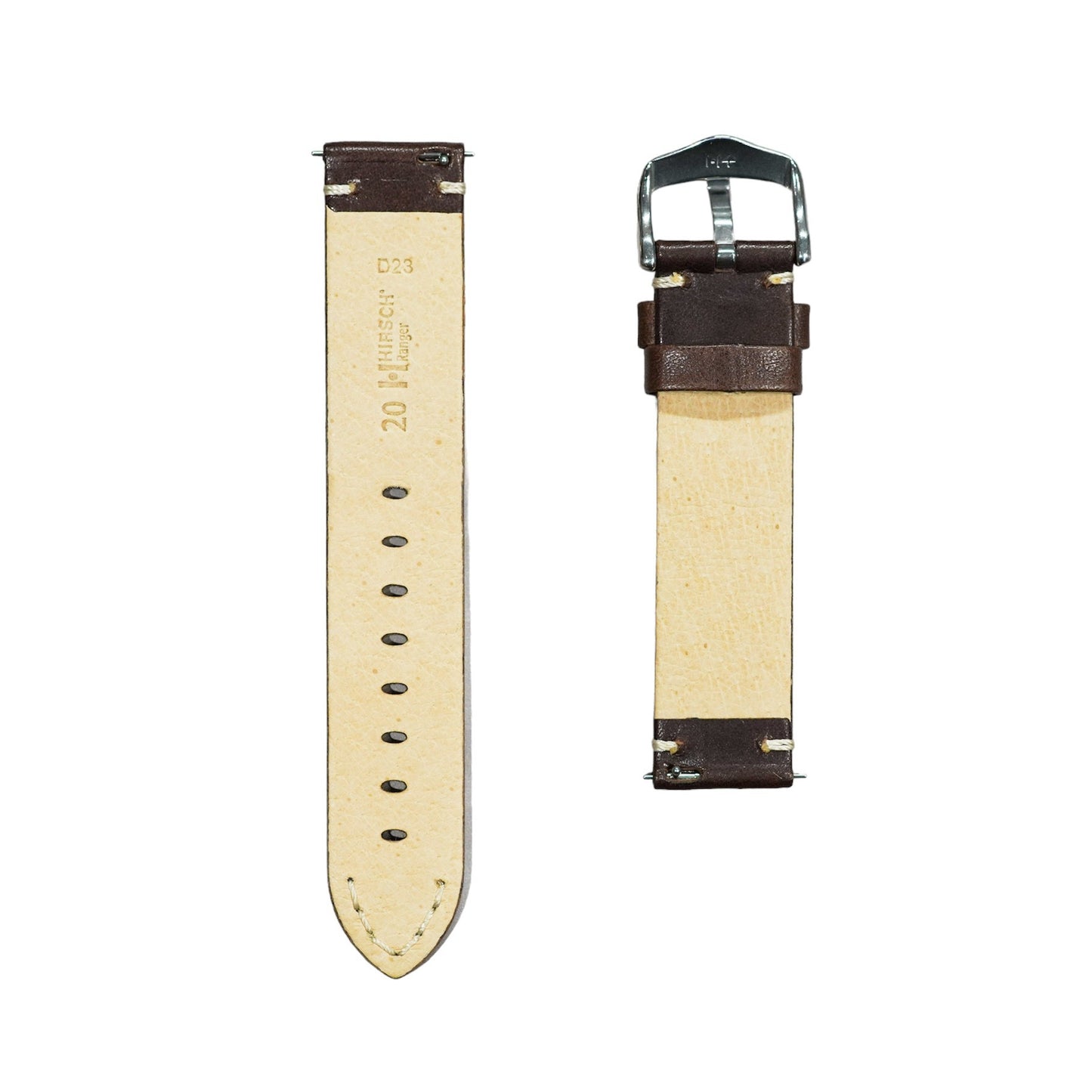 Hirsch RANGER Retro Leather Parallel Watch Strap in BROWN