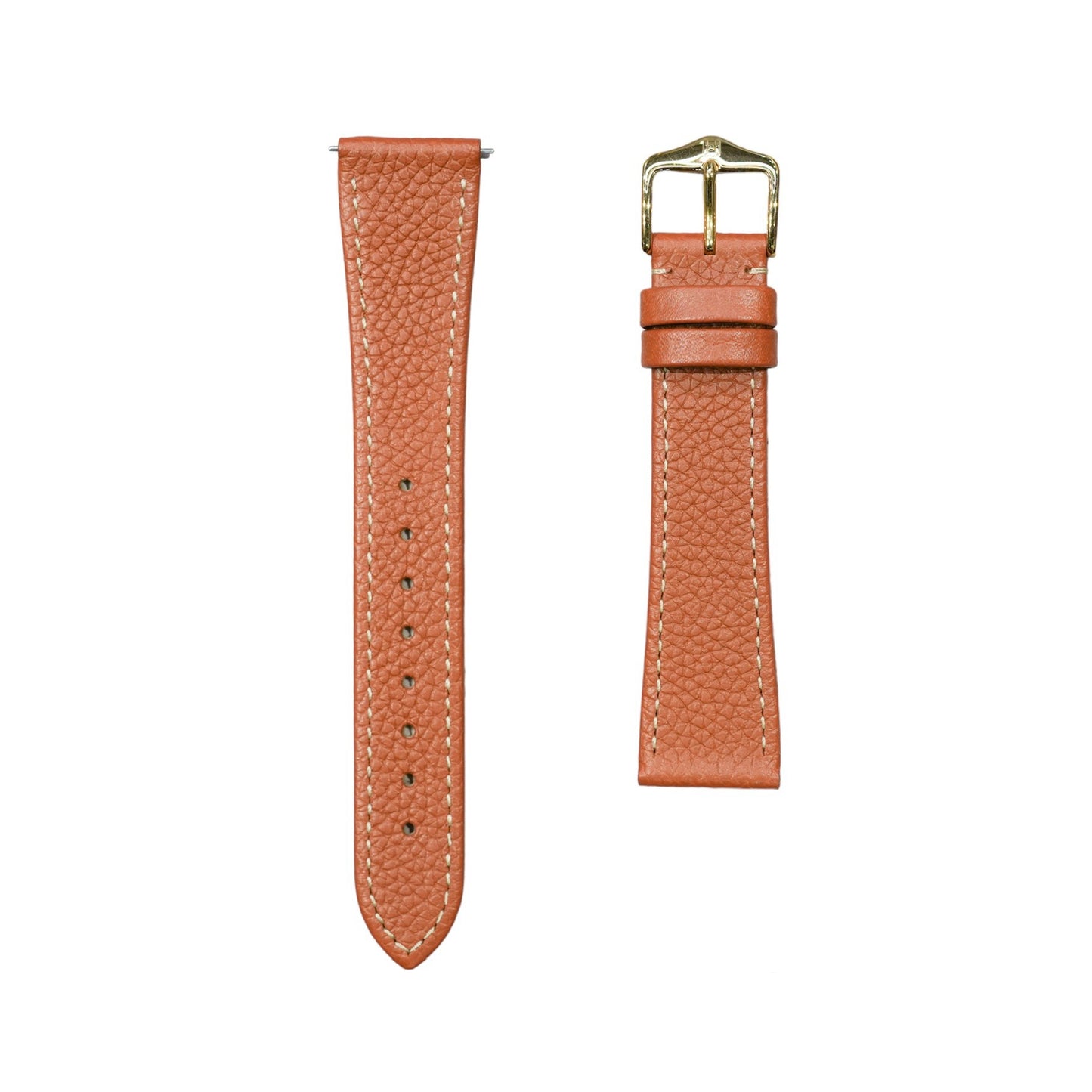 Hirsch BOLOGNA Quick-Release French-Style Textured Leather Watch Strap in Gold Brown