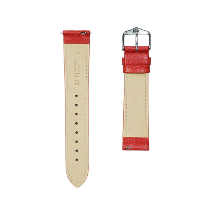 Hirsch KANSAS Buffalo Embossed Calf Leather Watch Strap in Red