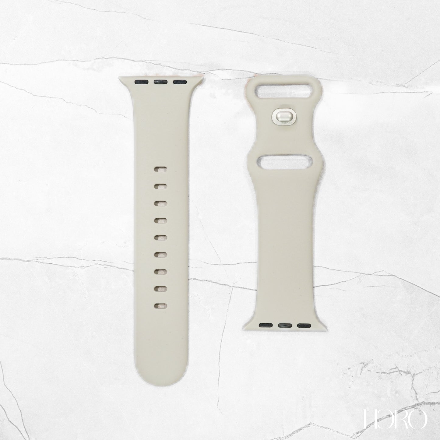 Beige Silicone rubber strap for Apple Watch