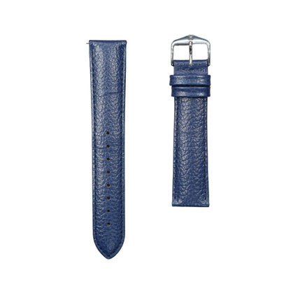 Hirsch KANSAS Buffalo Embossed Calf Leather Watch Strap in Blue