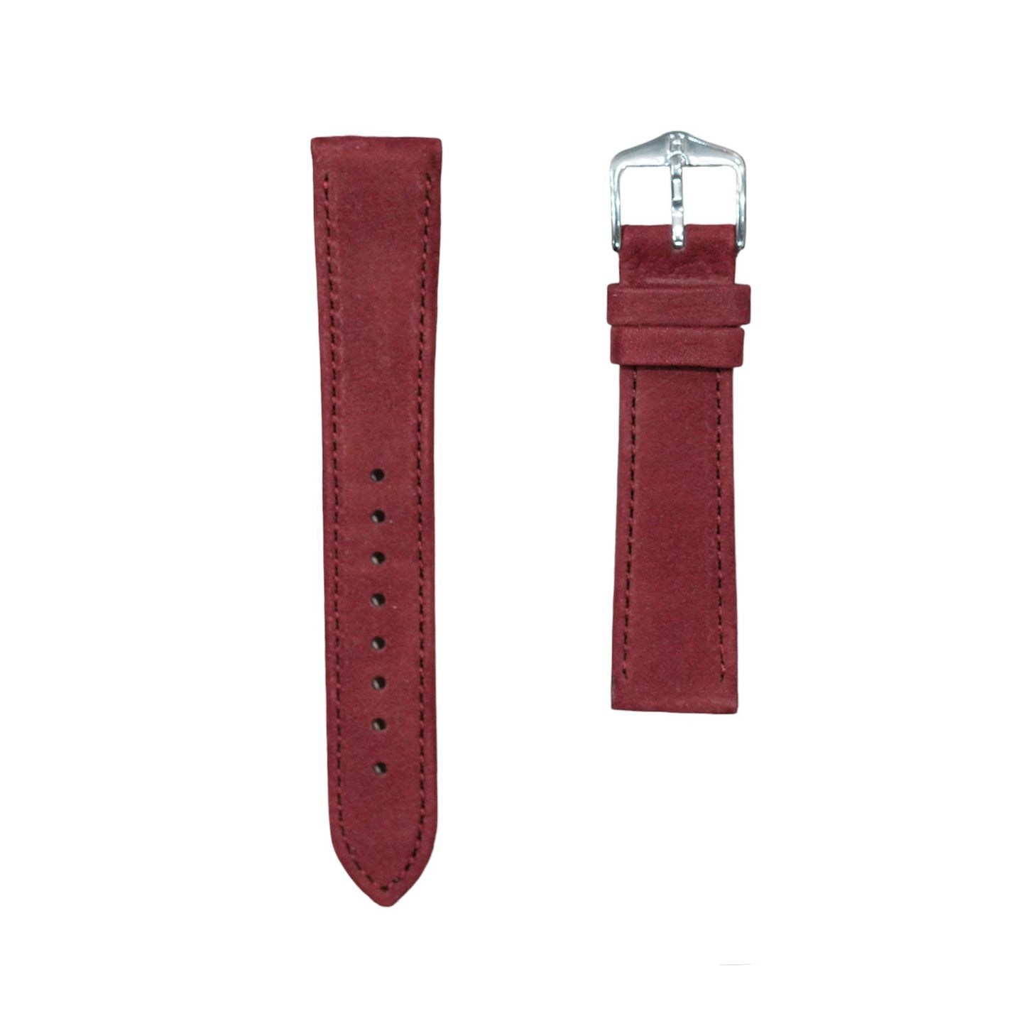 Hirsch OSIRIS Calf Leather with Nubuck Effect Watch Strap in Burgundy