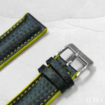 60M - Calf/silicone rubber strap Yellow black